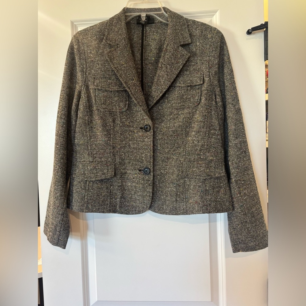 Style & Co. Women's Tweed Black and white Blazer with colorful specks EUC